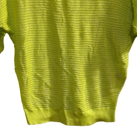 Express Mesh Neon Yellow Lime Dolman Summer Sweater 3/4 Sleeve Boat Neck Cape XS - Picture 4 of 8